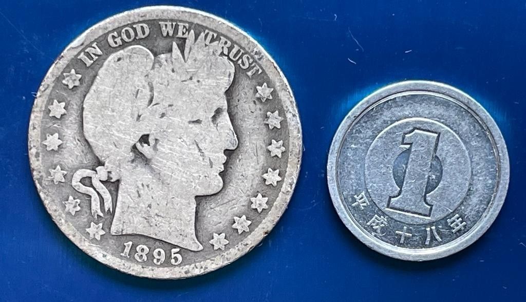 アメリカ銀貨バーバー1895年 ハーフドル銀貨barber half dollar