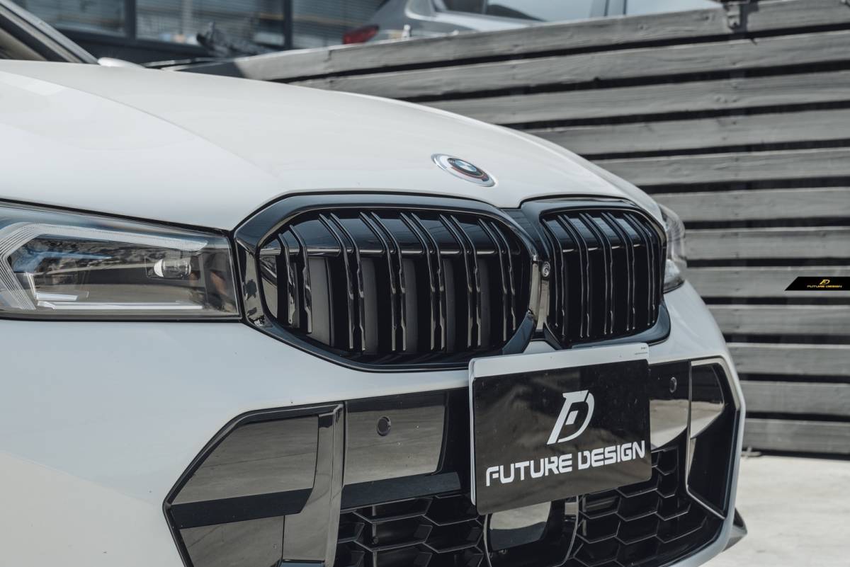 【FUTURE DESIGN】BMW 3シリーズ G20 G21 後期用 フロント用 艶ありブラック キドニーグリル センターグリル S2 カスタム エアロ_画像1