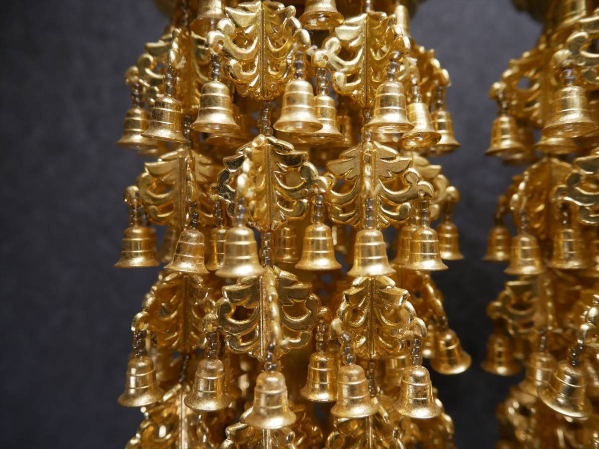 収集品の瓔珞 1重5段8下り 本金箔 状態良好 国産 仏具(A2-4 収集品の瓔珞 1重5段8下り 本金箔 状態良好 国産 仏具(A2-4