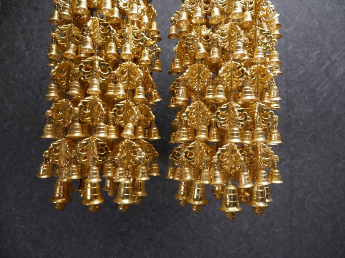 収集品の瓔珞 1重5段8下り 本金箔 状態良好 国産 仏具(A2-4 収集品の瓔珞 1重5段8下り 本金箔 状態良好 国産 仏具(A2-4