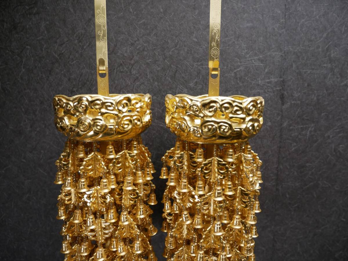 収集品の瓔珞 1重5段8下り 本金箔 状態良好 国産 仏具(A2-4 収集品の瓔珞 1重5段8下り 本金箔 状態良好 国産 仏具(A2-4