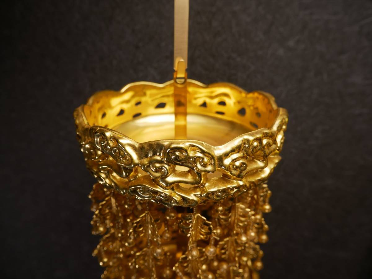 収集品の瓔珞 2重8段12下り 本金箔 状態良好 国産 仏具(E-1) 4264 M