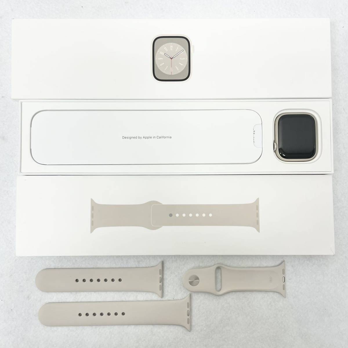 【美品】Apple Watch Series8 45mm GPS+Cellularモデル MNK73J/A A2775 スターライトアルミニウムケース/スターライトスポーツバンド