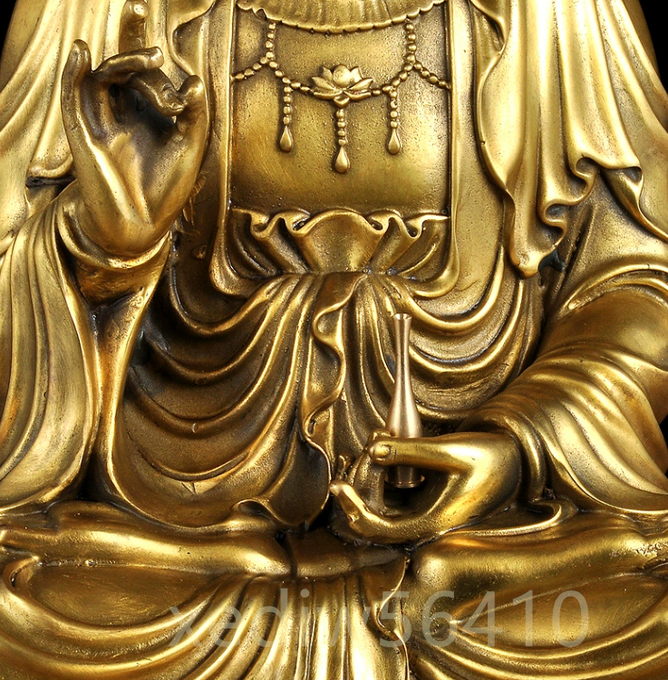 店長特選★極上品 観音菩薩立像 仏像 真鍮製 仏教美術 高さ46ｃｍ 重さ約10kg_画像9