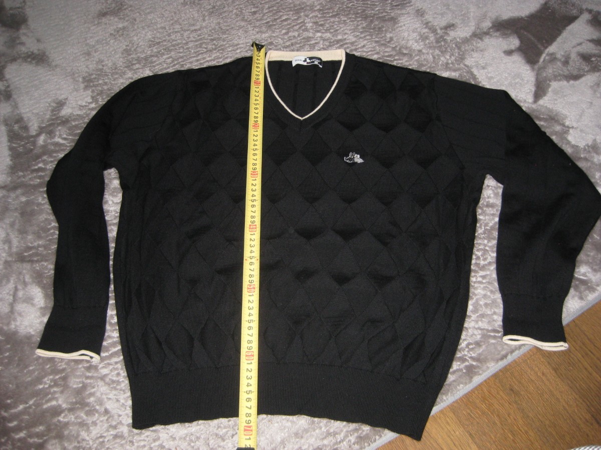 ブラックアンドホワイトのセーター、大きいサイズ 、LL