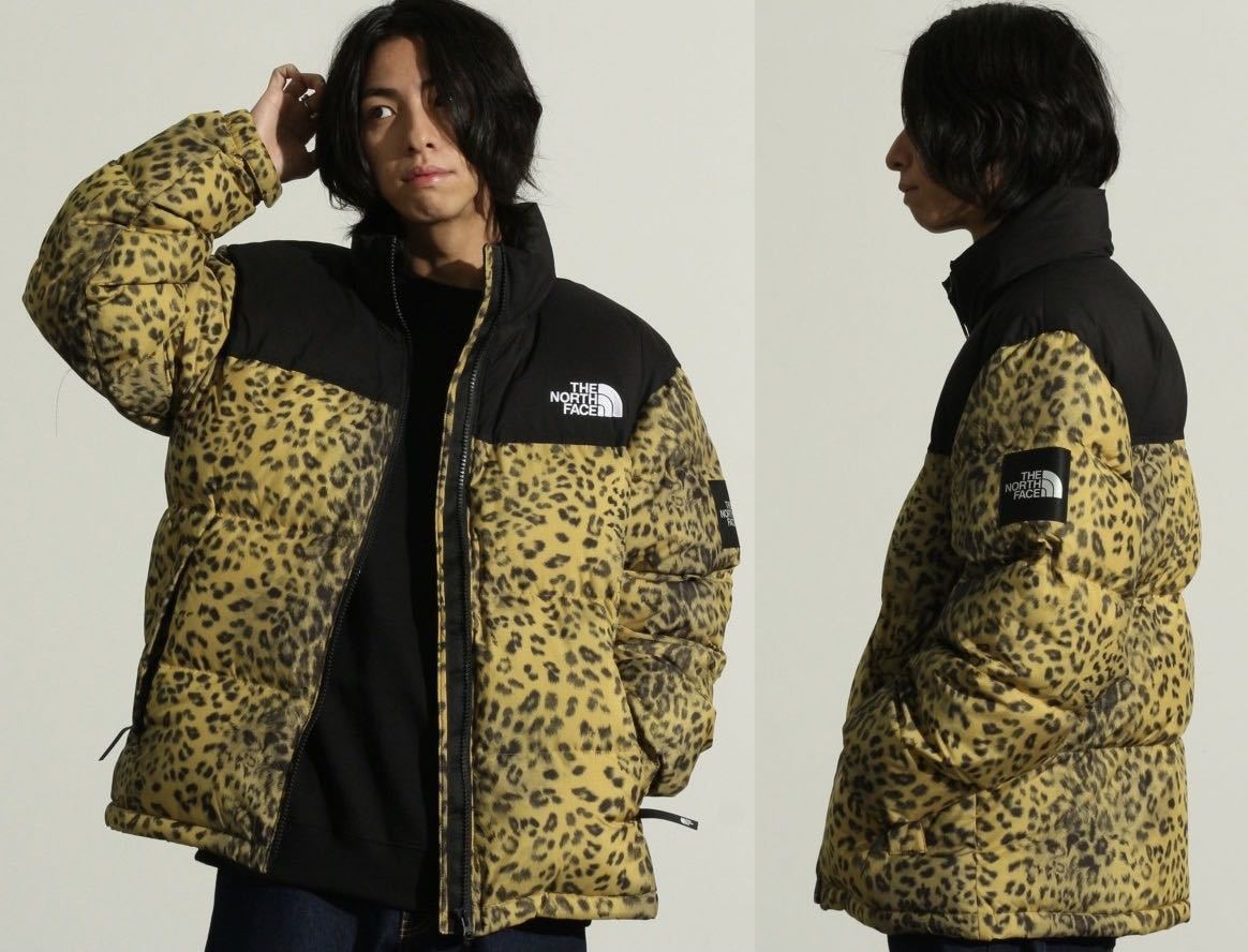 L 日本未入荷 The Norhe Face ザノースフェイス NOVELTY NUPTSE DOWN JACKET ヌプシ ダウン ジャケット Supreme 風 Leopard 豹柄 Yellow黄_画像4