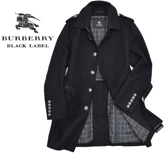 新発売】 カシミヤ 銀ボタン LABEL BLACK BURBERRY 美品 サイズL 海軍