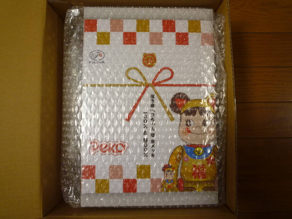 超ポイント祭?期間限定】 BE@RBRICK 招き猫ペコちゃん 福 金メッキ 100