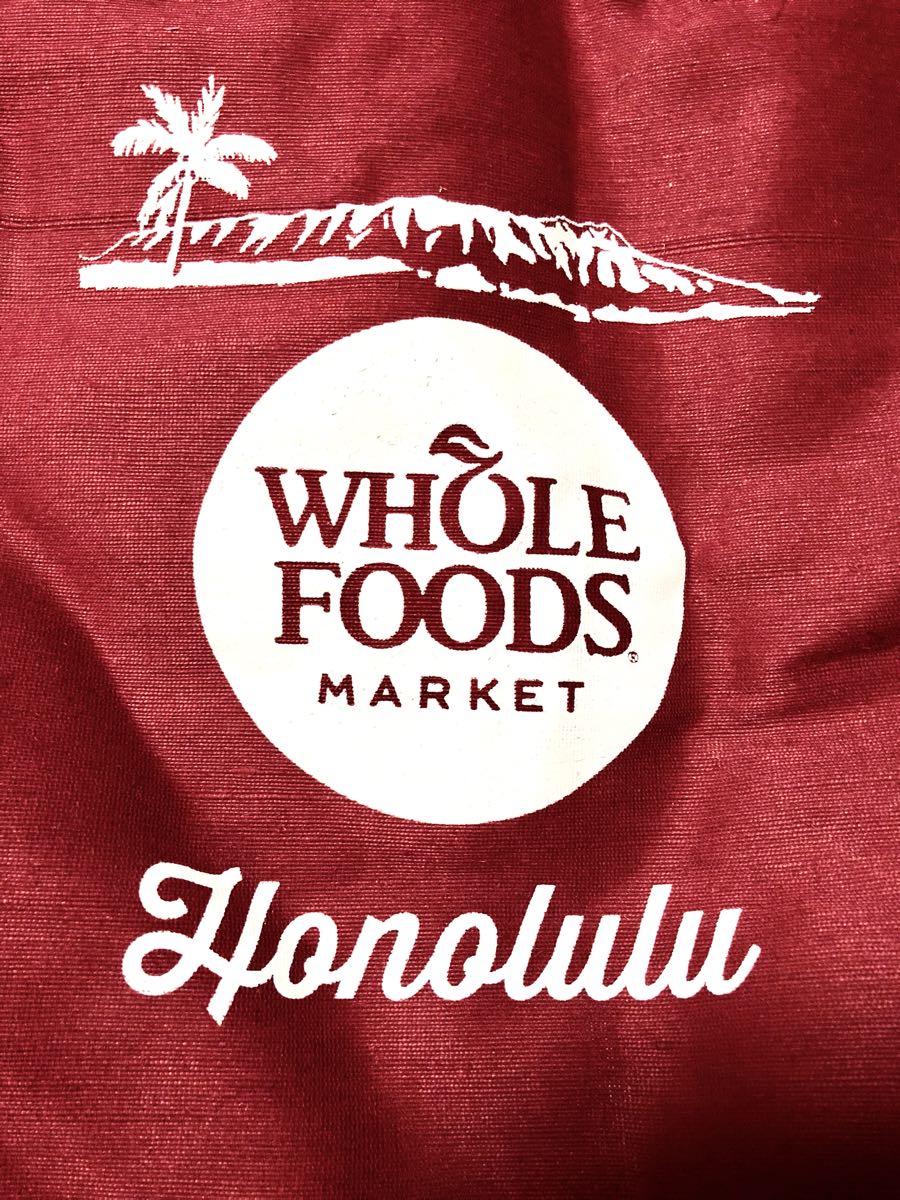 ハワイ好きの方へ ホールフーズ 大容量斜め掛けエコバッグ 赤色 新品 現品限り HONOLULU WHOLEFOODS eco bag_画像1