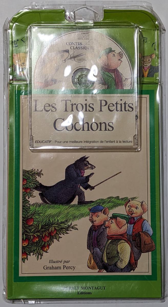 フランス語 昔ばなしCD+絵本 全16話収録「Les trois petits cochons」トロールと三匹のヤギ/三匹のこぶた/あかずきんちゃん/未開封