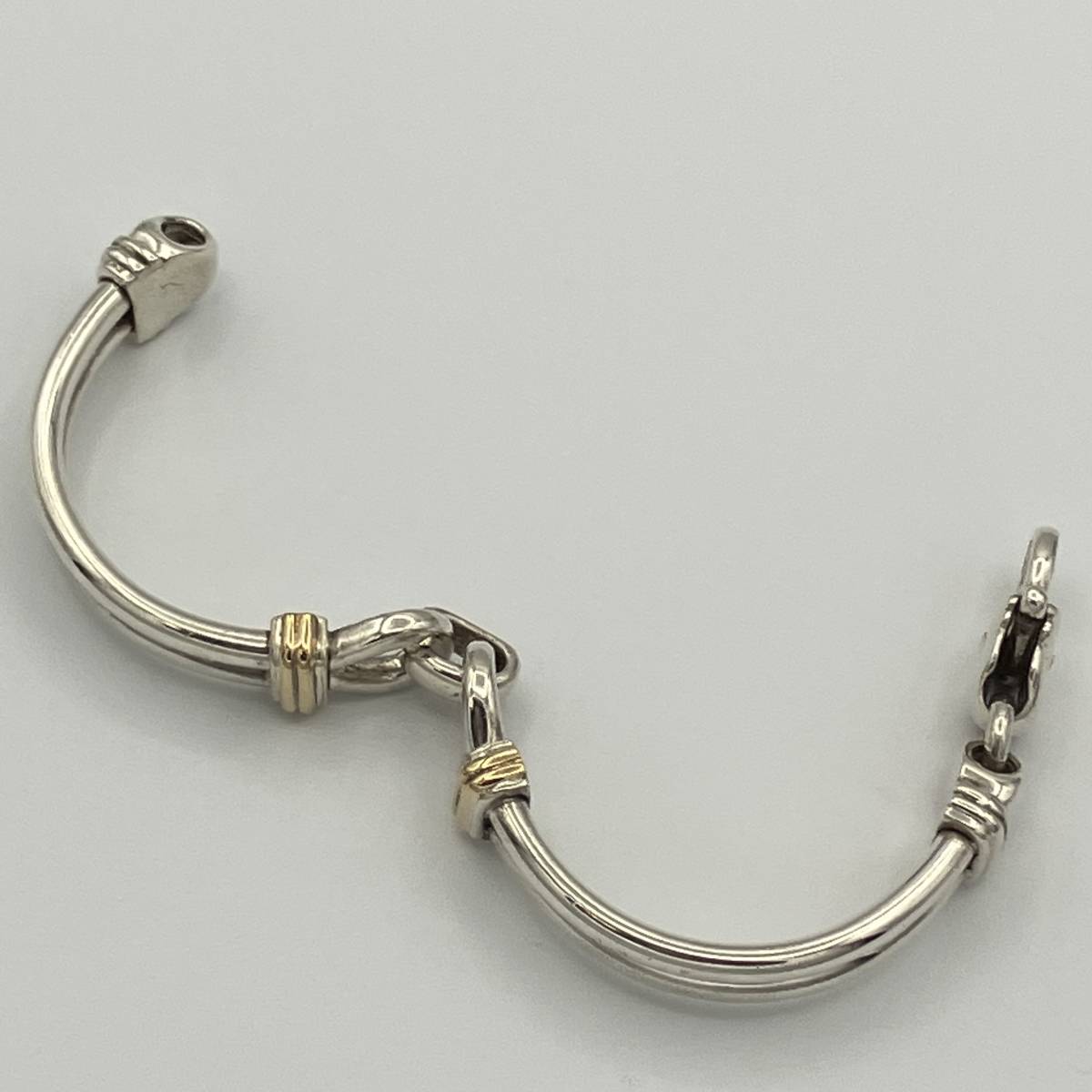 ☆ 希少品 ティファニー ダブル ループ コンビ ブレスレット バングル シルバー 925 750 K18 ビンテージ Tiffany Men's  Bracelet メンズ