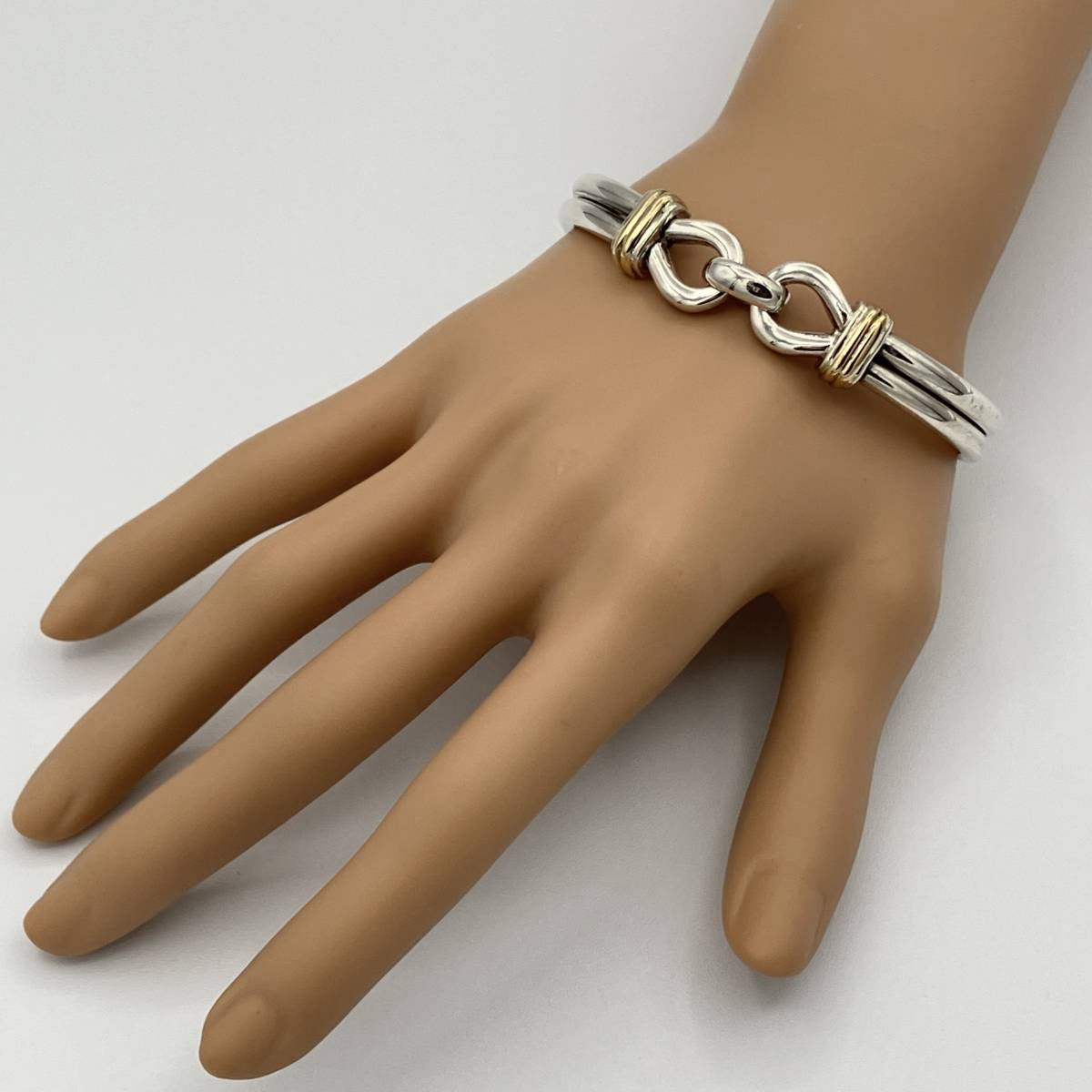 ☆ 希少品 ティファニー ダブル ループ コンビ ブレスレット バングル シルバー 925 750 K18 ビンテージ Tiffany Men's  Bracelet メンズ