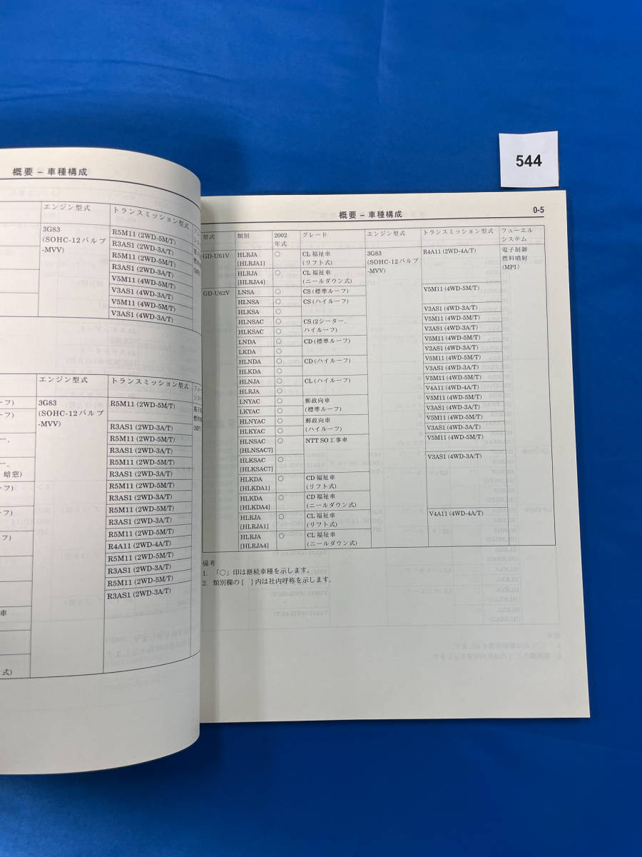 544/ Mitsubishi Minicab Town Box new model manual * maintenance manual U61 U62 U63 U64 2002 year 1 month 