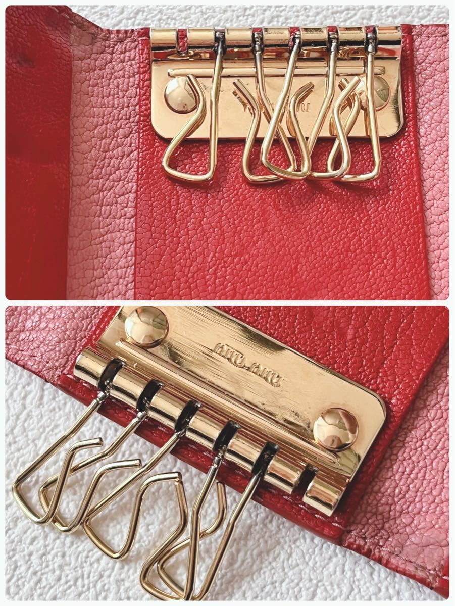 MIU MIU ミュウミュウ 6連 キーケース ラブレター ピンク ハート MIU MIU ミュウミュウ 6連 キーケース ラブレター ピンク ハート
