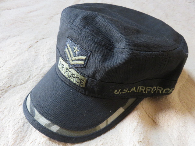 JX JIUXIN U.S.AIR FORCE 100%綿 帽子 ぼうし キャップ ブラック 黒 刺繍 サイズフリー 後部でサイズ調整できます タグ付 未使用 1_画像1