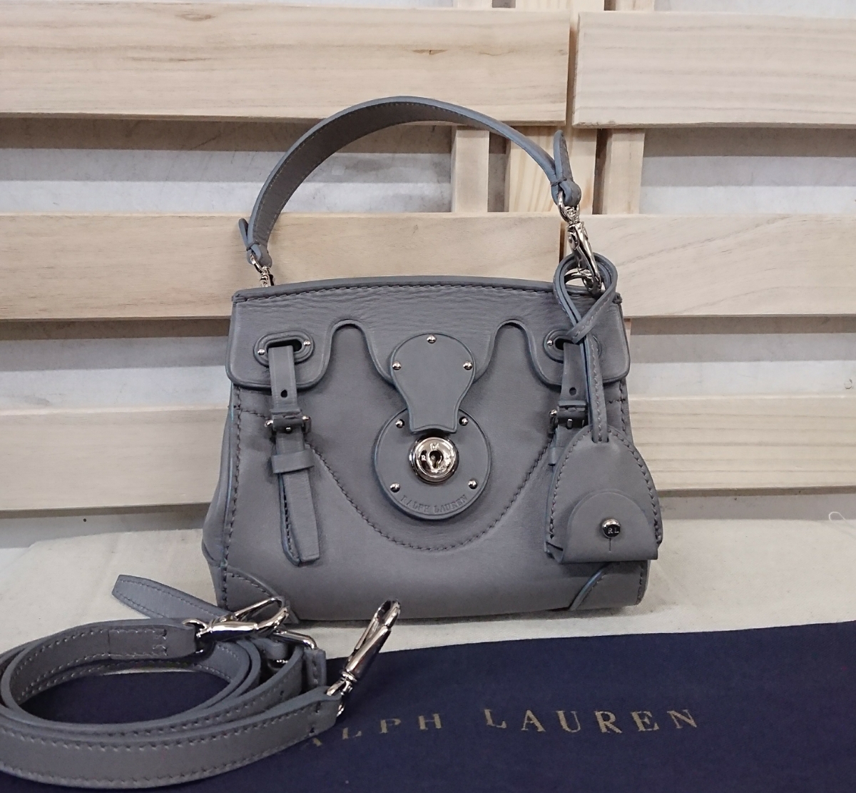 ラルフローレン リッキー ハンドバッグ 2way ショルダー レザー シルバー Yahoo!オークション - 超美品 RALPH LAUREN ラルフローレン