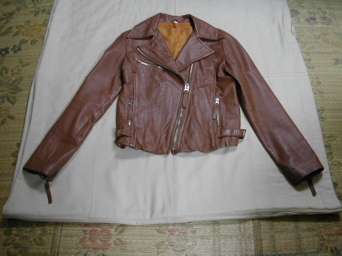 ■美品:W豚皮ライダースジャケット Tm147_画像1