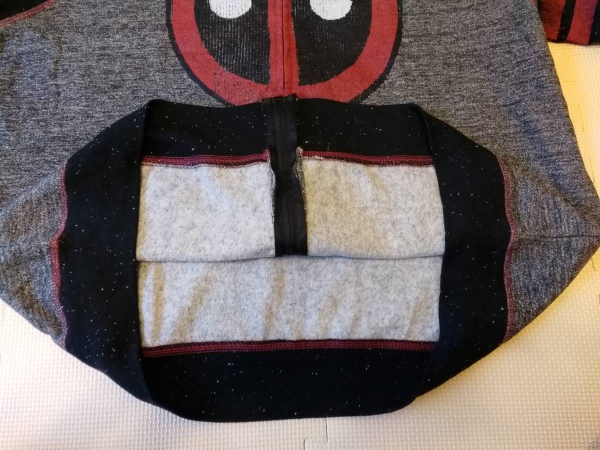 deadpool ジップアップパーカー XLサイズ 黒×グレー ( デッドプール マーベル marvel アメコミ スウェットシャツ トレーナー 春秋_画像7