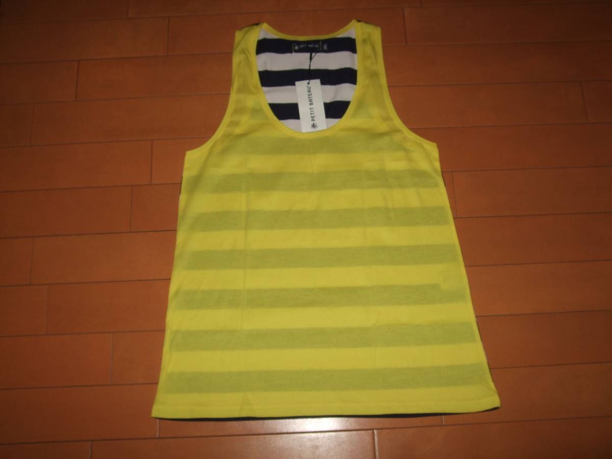  новый товар бирка есть * Petit Bateau желтый × окантовка майка * размер XS