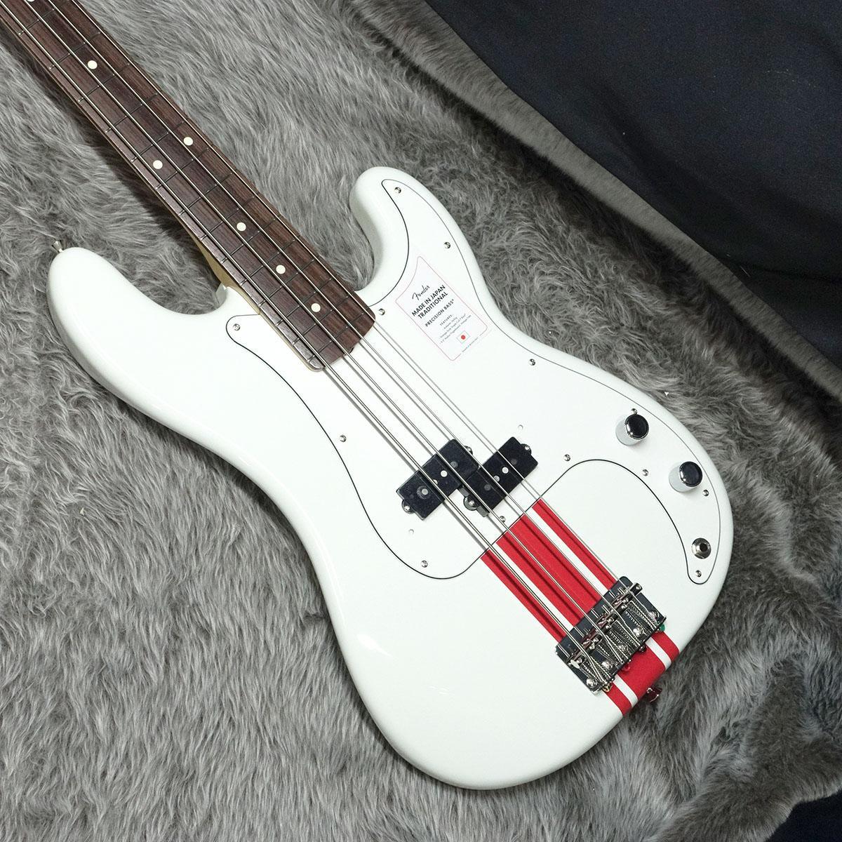 フェンダー Fender 2023 Collection Made in Japan Traditional 60s Precision Bass RW Olympic White with Red Competition Stripe