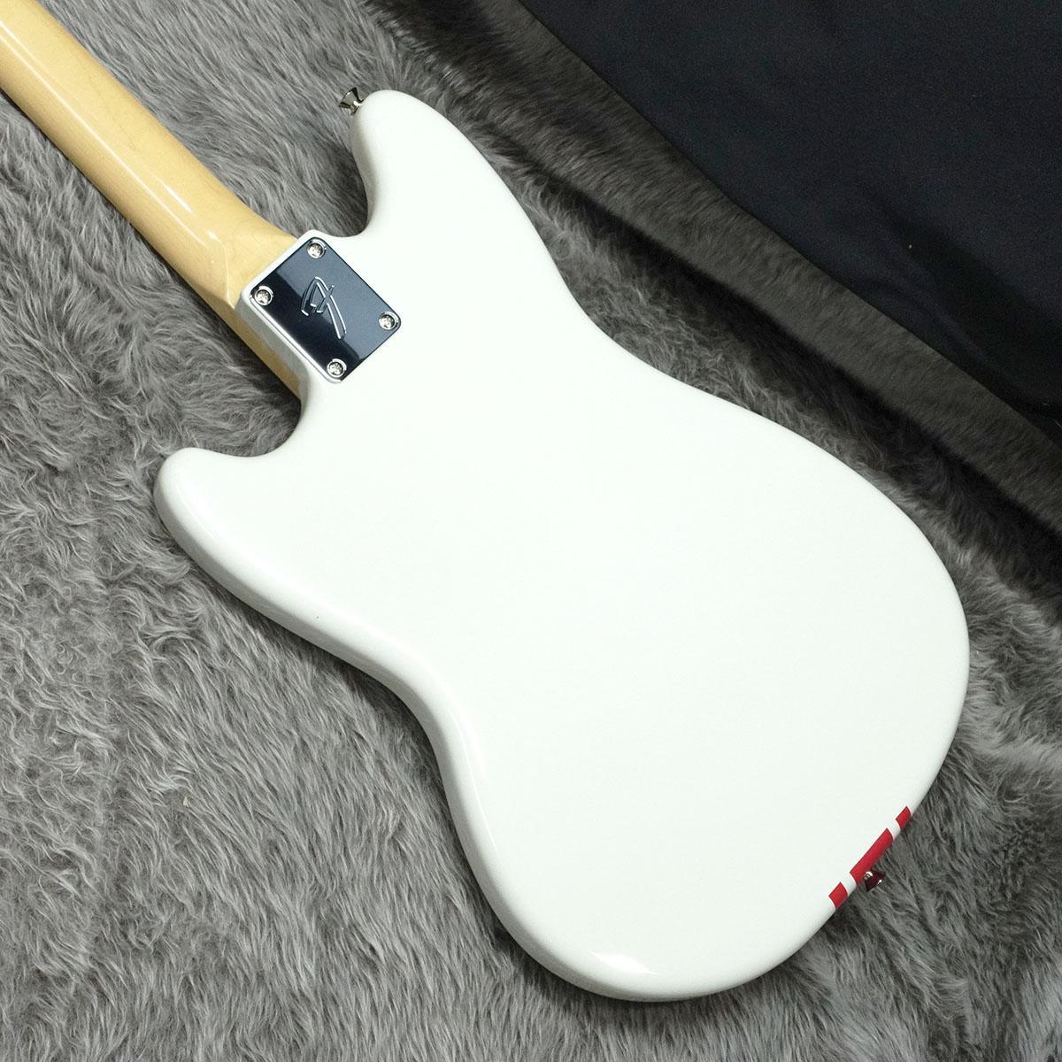 Fender 2023 Collection Made in Japan Traditional 60s Mustang RW Olympic White with Red Competition Stripe