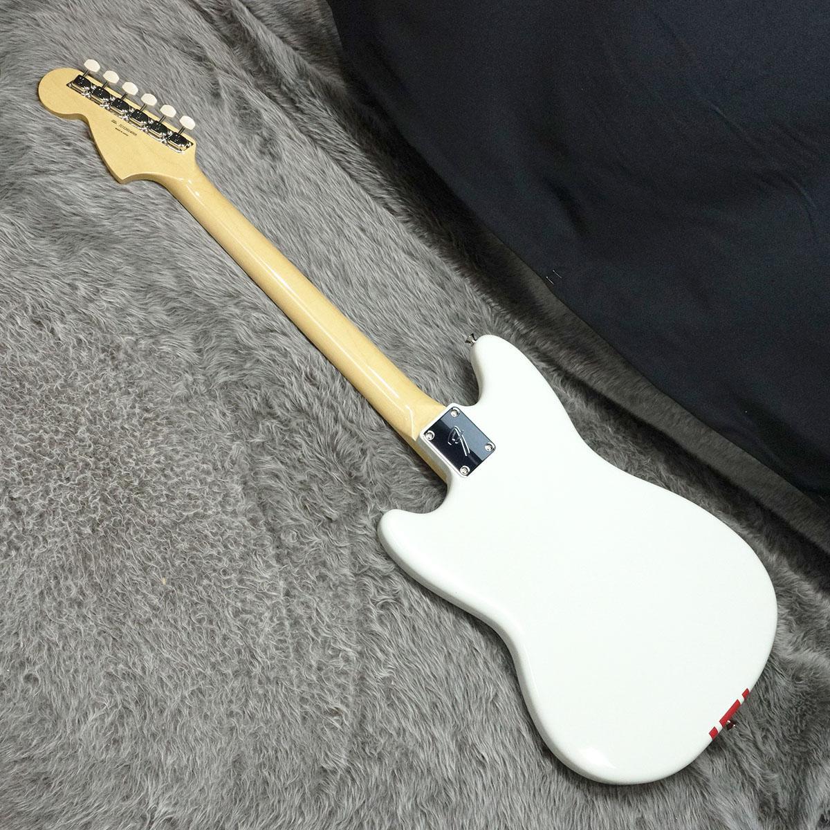 Fender 2023 Collection Made in Japan Traditional 60s Mustang RW Olympic White with Red Competition Stripe