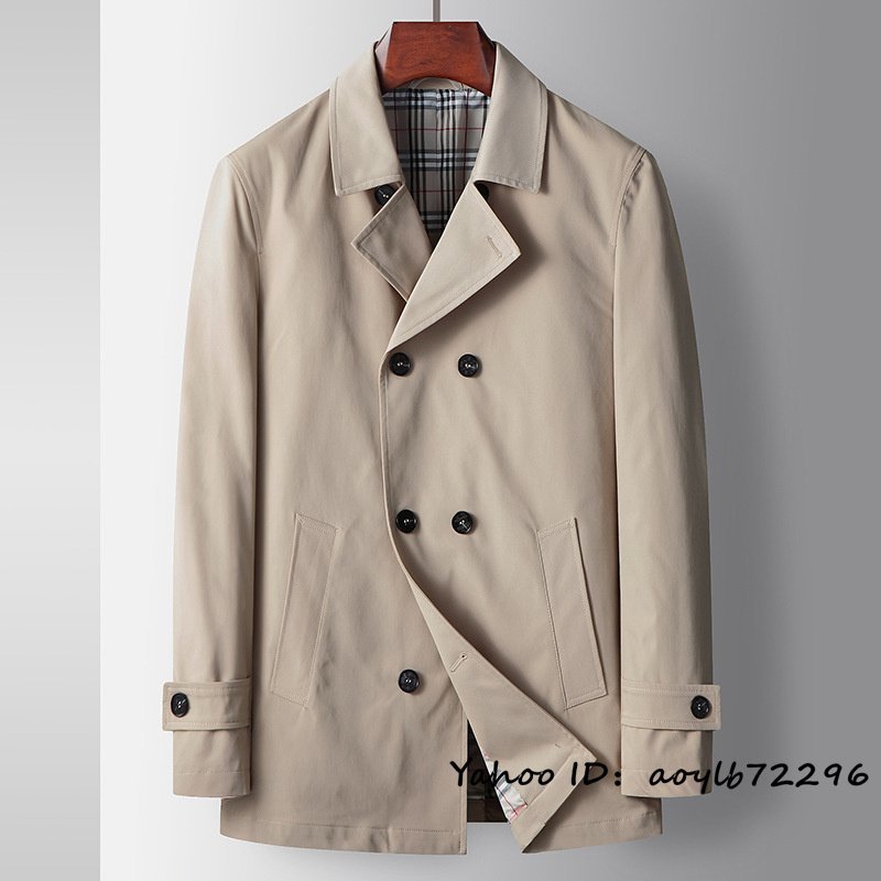 最高級◆コート メンズ チェスターコート テーラードジャケット 新品 アウター 春秋 ビジネス カジュアル ダブルブレストスーツ カーキ XL