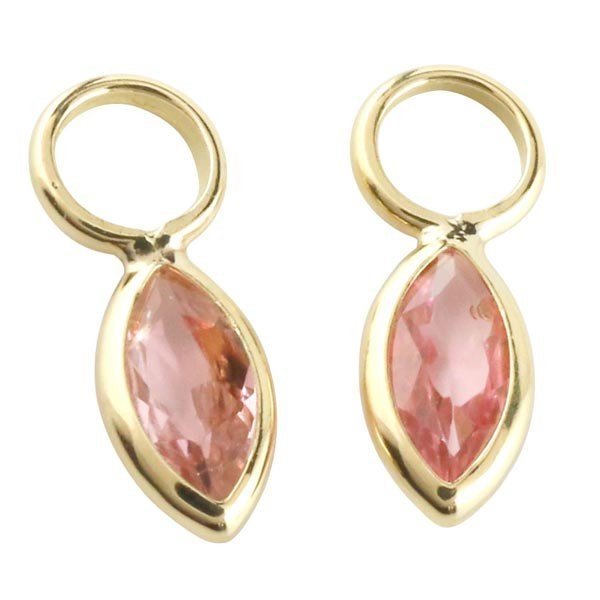 18 gold earrings parts pink tourmaline lady's 10 month birthstone Gold 18k yellow gold k18 swaying popular woman stylish 