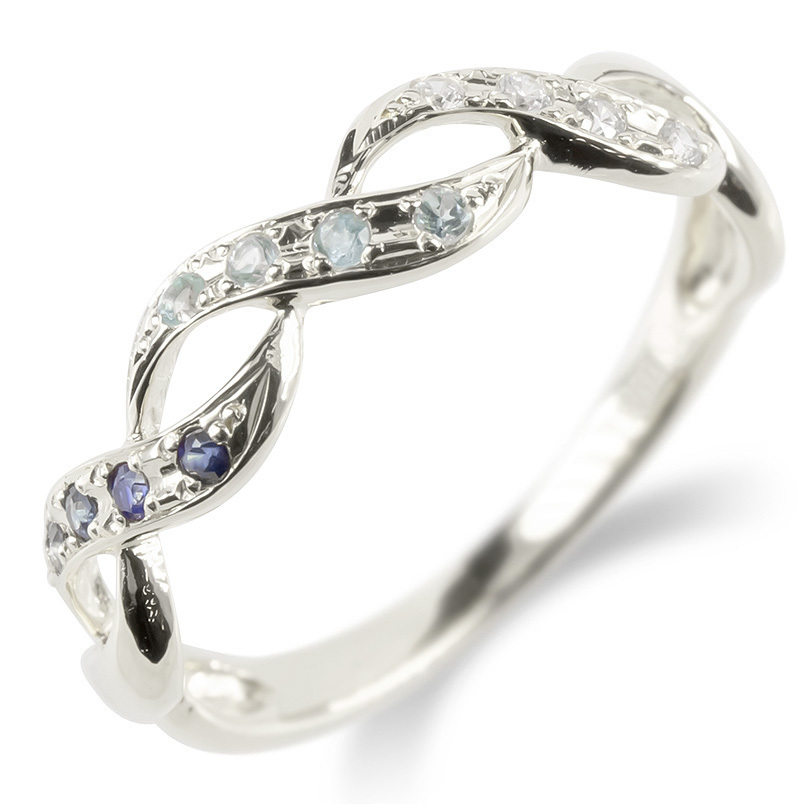 プラチナ リング ダイヤモンド ブルートパーズ サファイア スクロール 指輪 pt900 婚約指輪 ダイヤ エンゲージリング ピンキーリング 