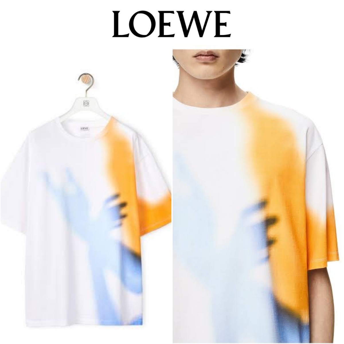 新品タグ付き 2022AW ロエベ Tシャツ XS 44 ホワイト 白 シャドウプリント アナグラム バッグ ロゴ M L相当 オーバーサイズ  LOEWE 半袖