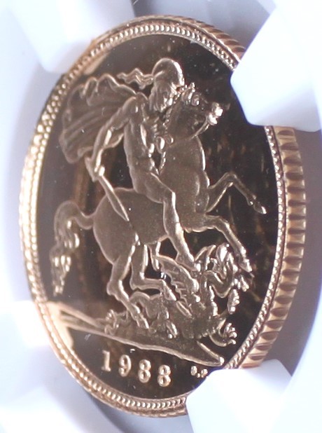 【最高鑑定】 1988年 イギリス ミドルエリザベス 1/2ソブリン 金貨 NGC PF70 ウルトラカメオ アンティーク コイン 投資 資産保全の画像5