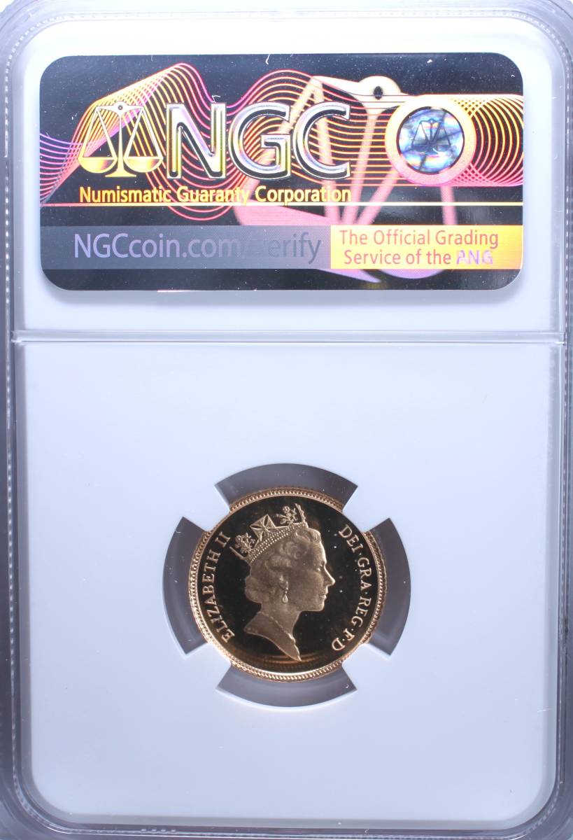【最高鑑定】 1988年 イギリス ミドルエリザベス 1/2ソブリン 金貨 NGC PF70 ウルトラカメオ アンティーク コイン 投資 資産保全の画像4