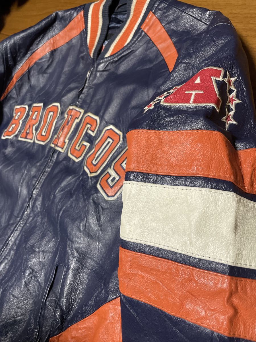 NFL 90s BRONCOS オールレザースタジャン リブライン Bigサイズ