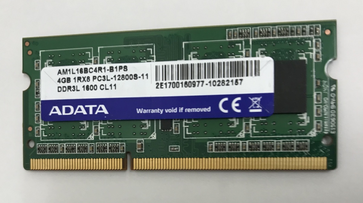 ADATA PC3L-12800S 4GB , DDR3L-1600 4GB DDR3L ノートパソコン用