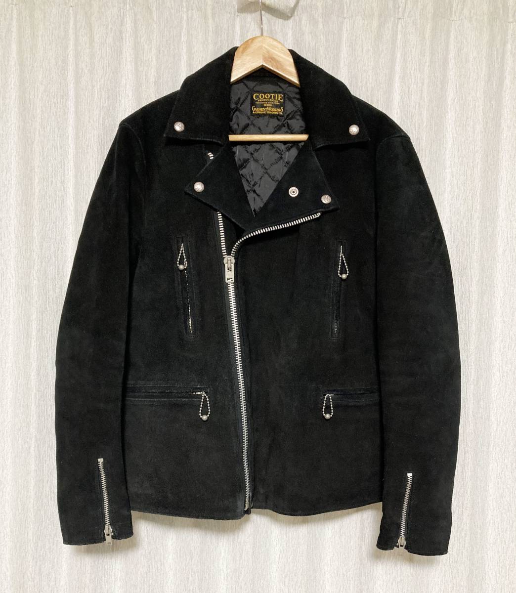 [COOTIE] 16AW 定価143,000 3RD ST SUEDE LEATHER JACKET ダブルライダース スウェードレザージャケット M 牛革 ブラック クーティ