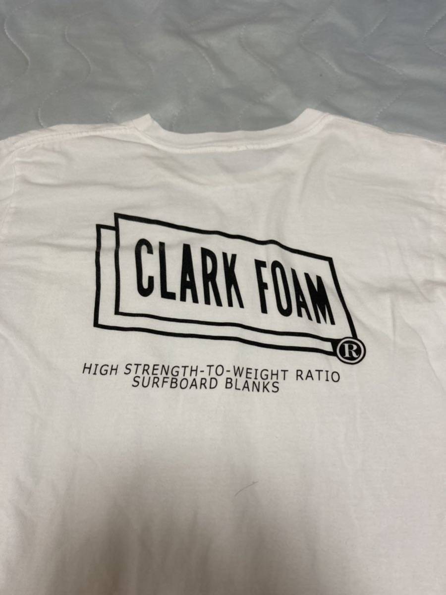 90'sビンテージCLARK FOAM クラークフォーム Tシャツ 胸ポケット付 白★検索]サーフ シェイパー ジェリーロペス 90年代 ヴィンテージ