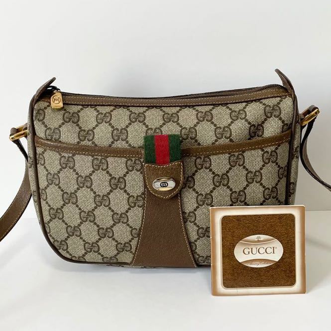 美品】 GUCCI オールドグッチ GG ショルダーバッグ PVC × レザー