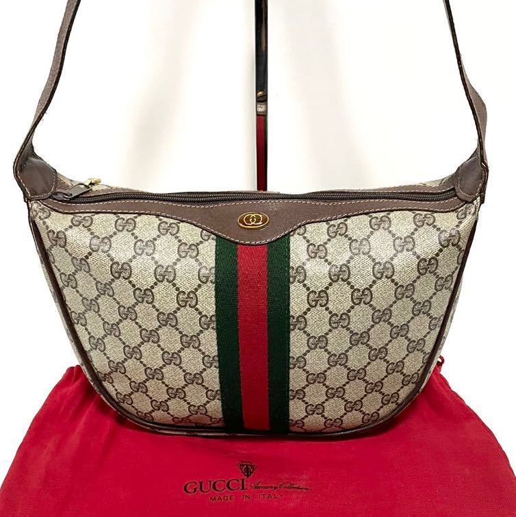 美品】GUCCI オールドグッチ GG 柄 ショルダー バッグ PVC × レザー