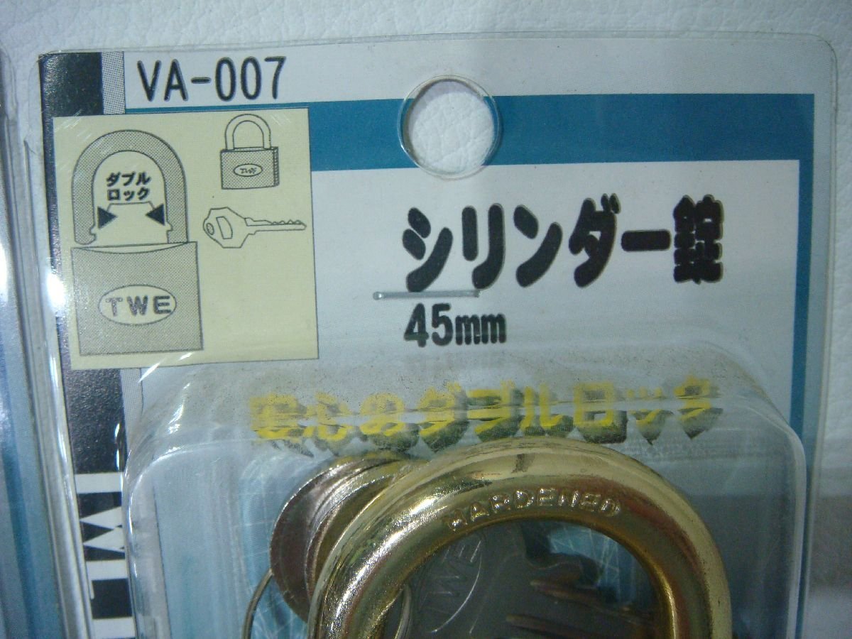 YS/C16EU-PEV 未使用品 WAKI 2個セット シリンダー錠 45mm ダブルロック TWE VA-007 真鍮 鍵 南京錠_画像2