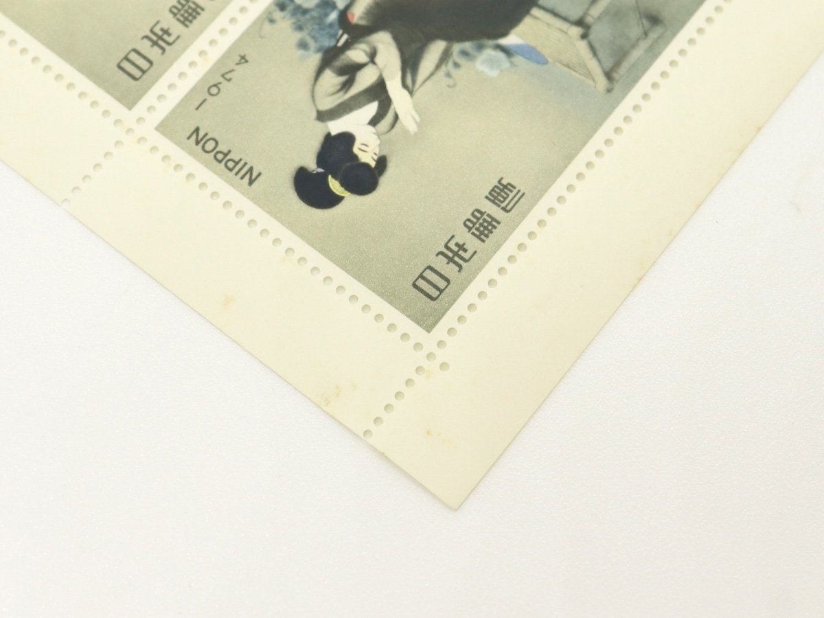 未使用 切手シート 切手趣味週間 1974年 指 伊東深水 20円×10枚×2シート 額面400円 日本郵便_画像4