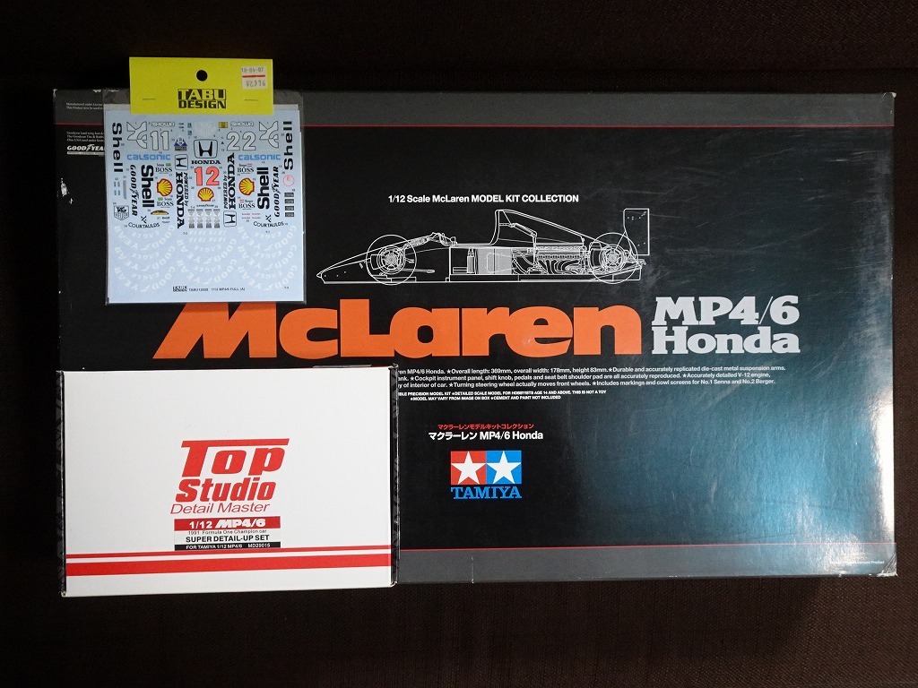 ■絶版 タミヤ 1/12 マクラーレン MP4/6 ホンダ+TopStudioスーパーディティールアップセット+タブデザインフルスポンサータバコデカール
