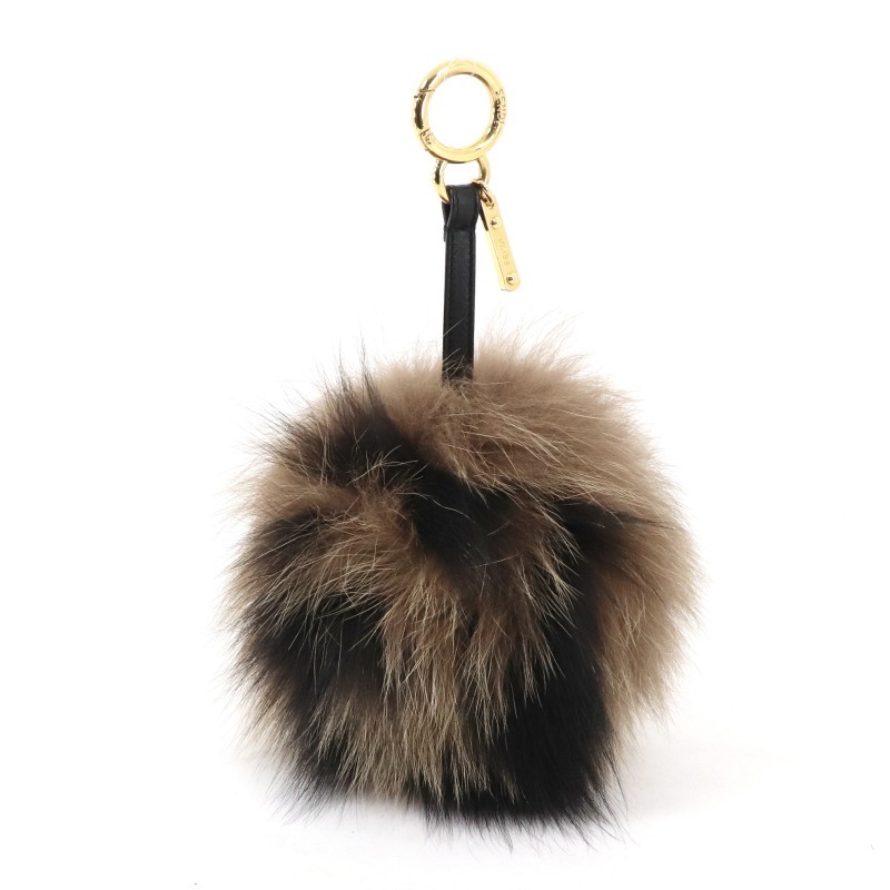 新品✨付属品完揃 FENDI ロゴファーチャーム ブラウン 消費税無し