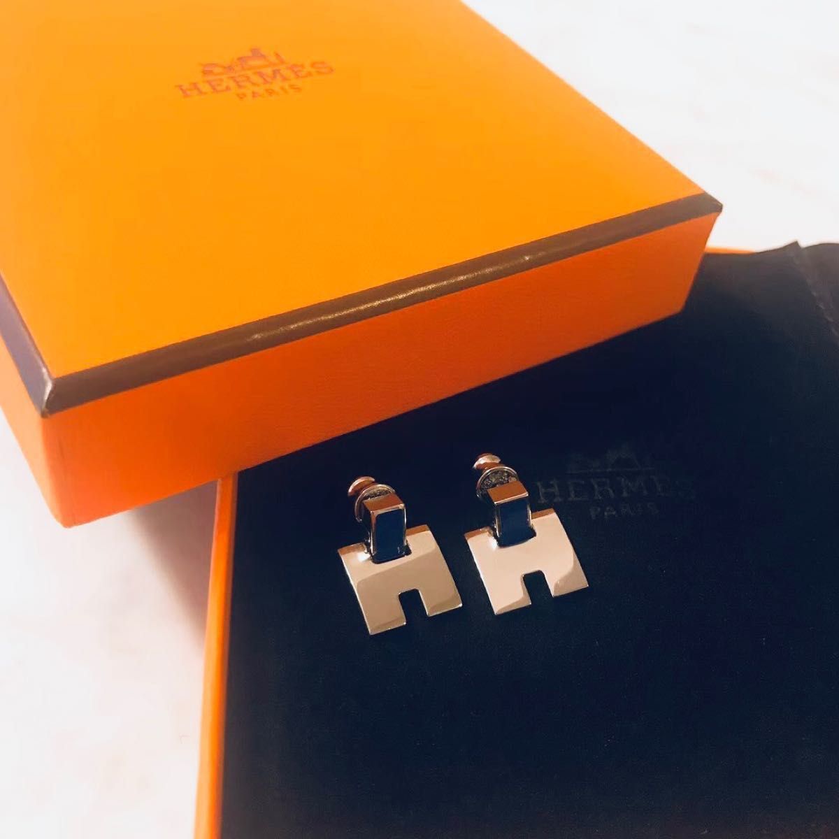 美品 エルメス HERMES アイリーン ピアス Hピアス キューブ イヤリング