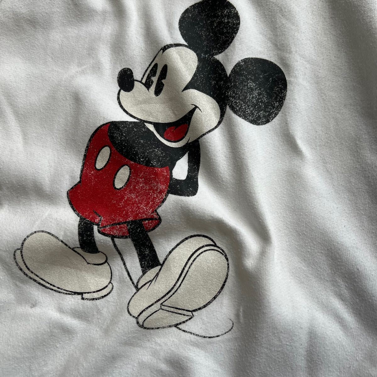 [1990s] Vintage Mickey принт тренировочный футболка б/у одежда белый корпус Disney 