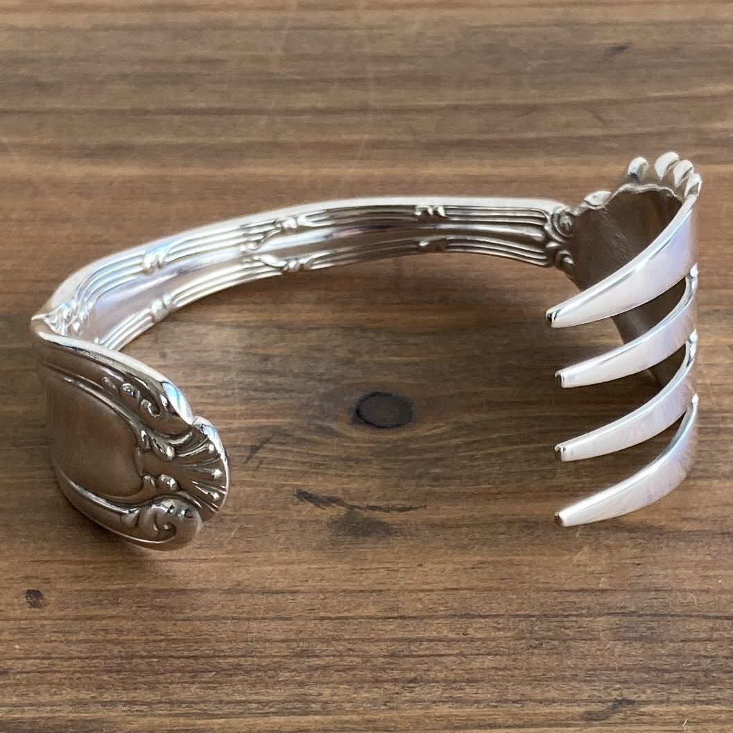 Tiffany & Co. ティファニー Old French アンティーク フォーク バングル ブレスレット 銀メッキ メンズ レディース 銀食器 カトラリー