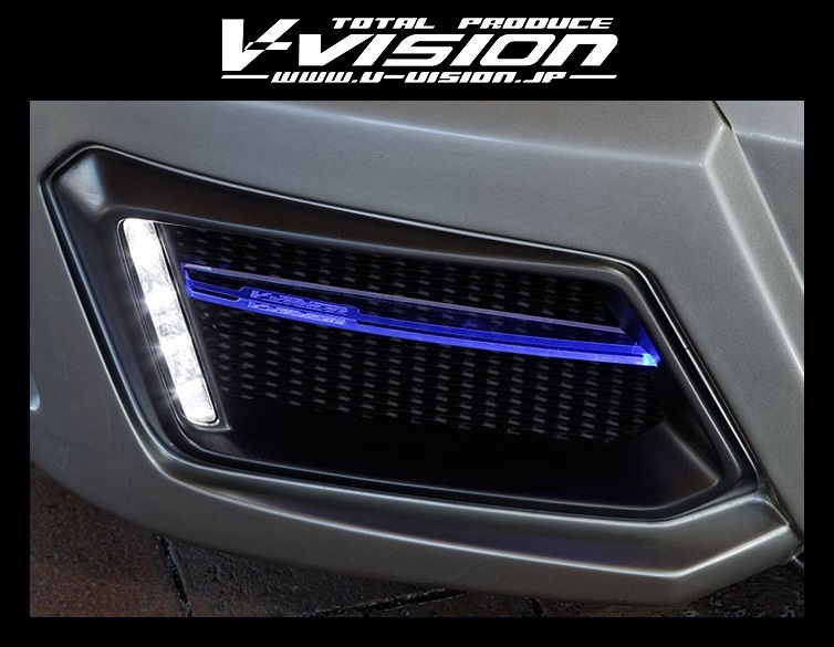 V-VISION☆LEXUS レクサス SC430☆フロントバンパースポイラー エアロ／LV_※アクリルフィン：装着イメージ(ブルー)