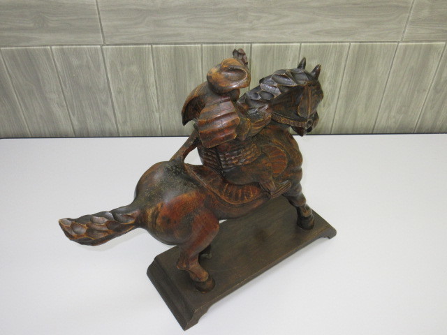 ★rh0503　木彫りの置物　馬に乗った戦士　インテリア　オブジェ　彫刻　アンティーク★_画像4