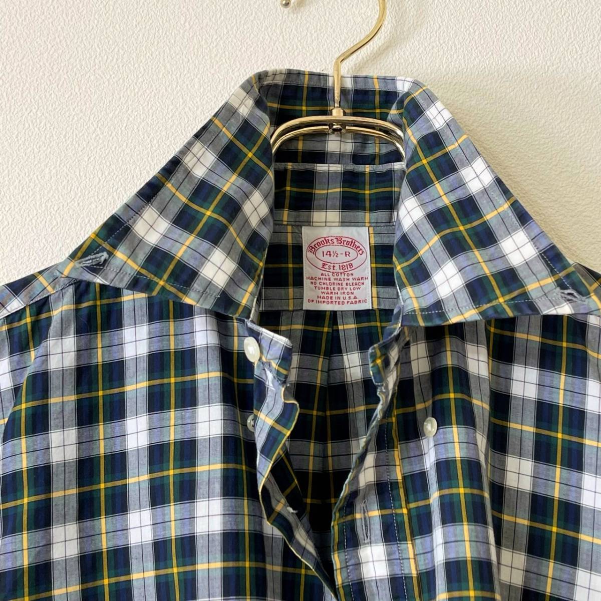 希少《 Tartan Check / USA製 / 14.5-R 》80s 90s 美品【 Brooks Brothers アメリカ製 タータンチェック BDシャツ ビンテージ 】_画像2