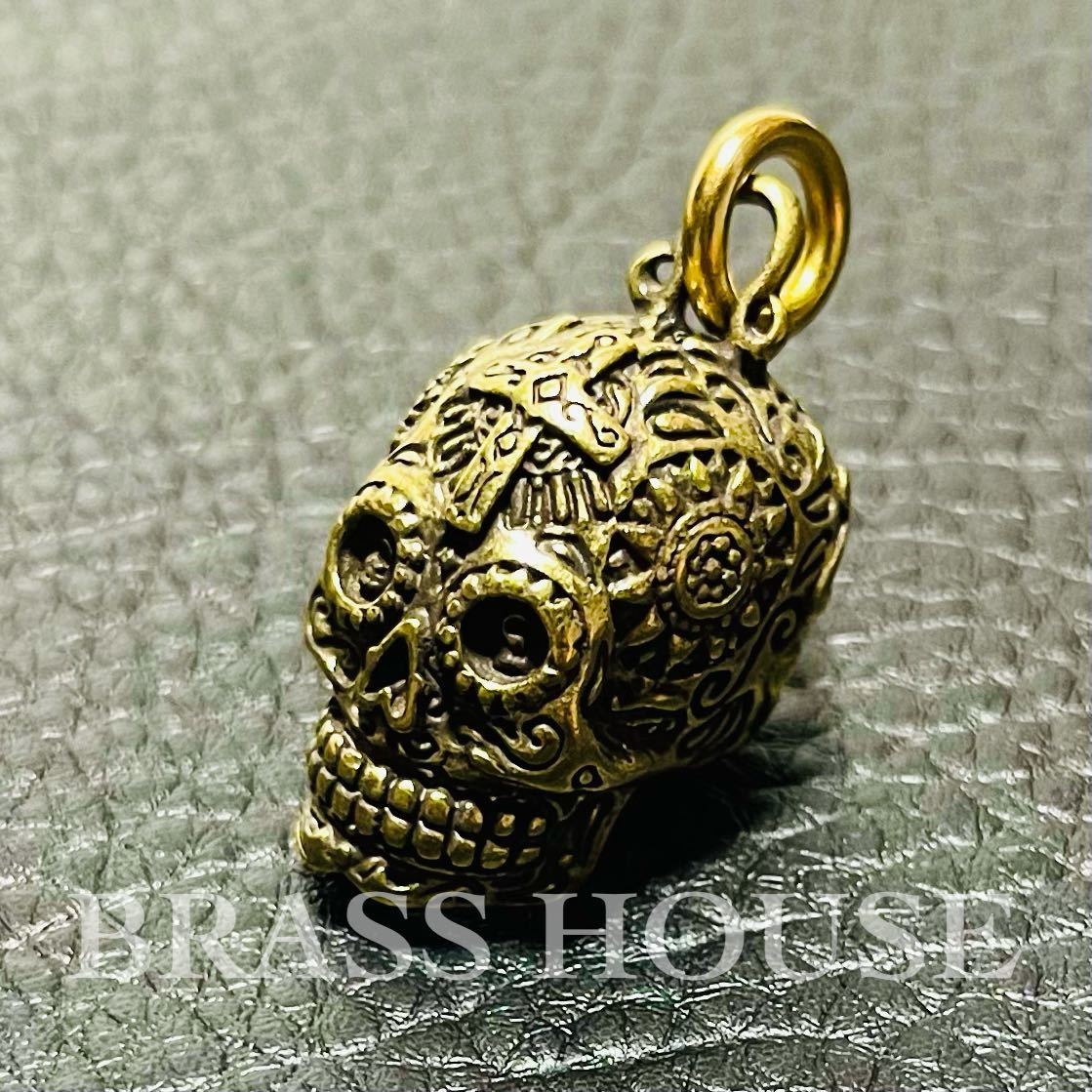 A4 brass made skull key holder meki deer n Skull . person. day li member mi-gaikotsu key ring necklace brass bike Gold 