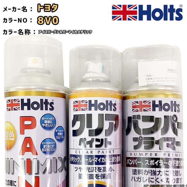 ペイントスプレー トヨタ 8V0 アイスバーグシルバーマイカメタリック Holts MINIMIX クリアスプレー バンパープライマー セット_画像1